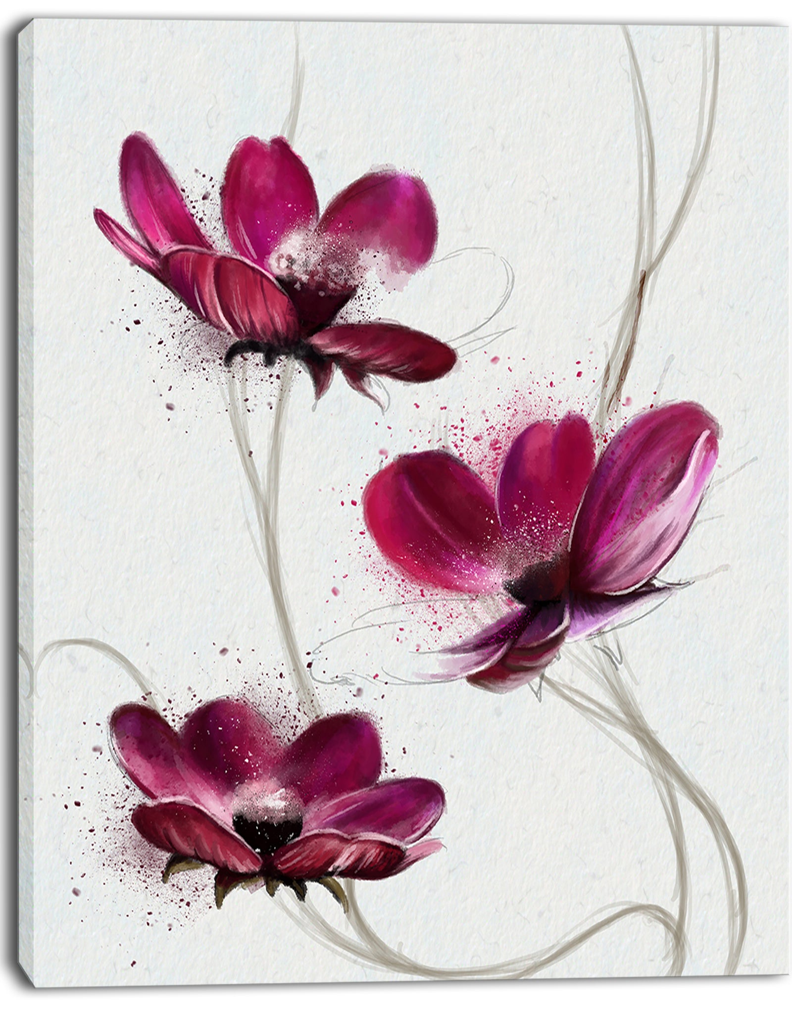 Lovely Red Watercolor Poppies - Flowers Canvas Wall Artwork
