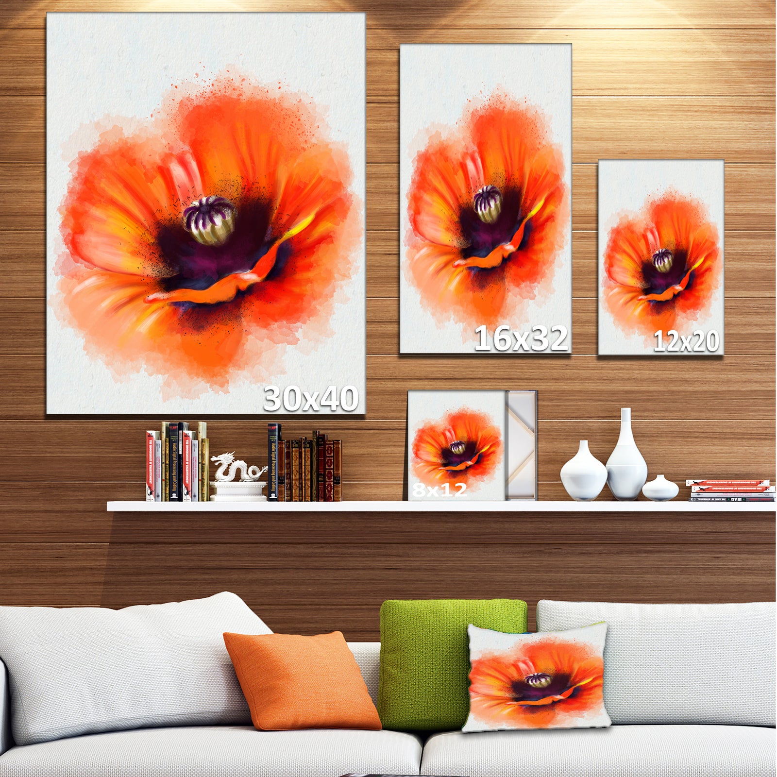 Cute Orange Watercolor Flower - Flowers Canvas Wall Artwork