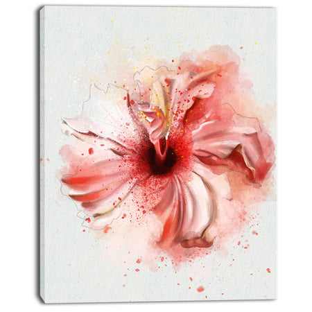 Lovely Pink Watercolor Flower - Flowers Canvas Wall Artwork