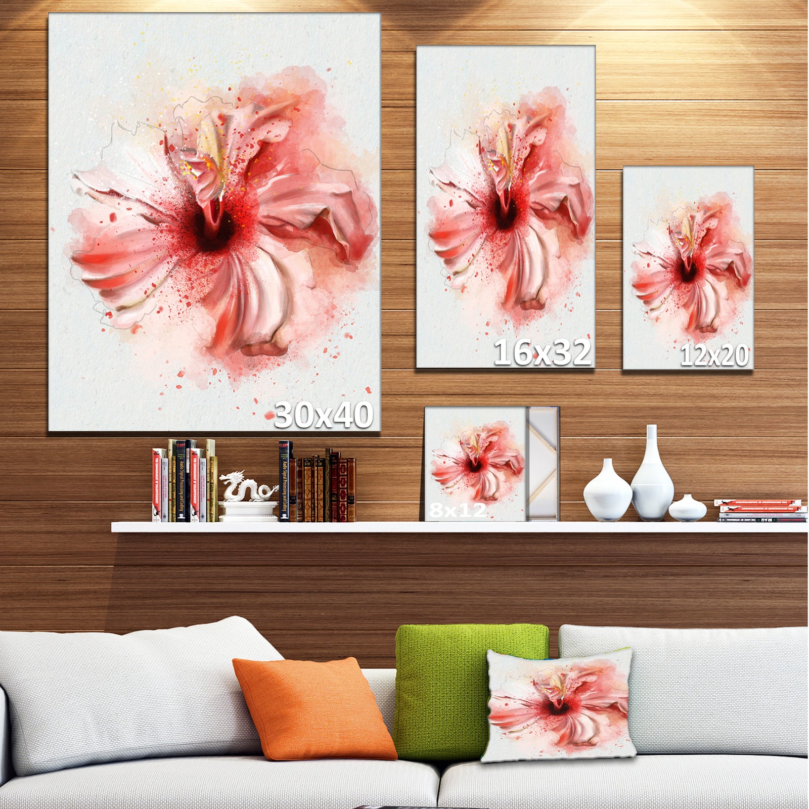 Lovely Pink Watercolor Flower - Flowers Canvas Wall Artwork