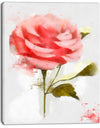 Cute Pink Watercolor Rose Sketch - Flowers Canvas Wall Artwork