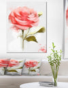 Cute Pink Watercolor Rose Sketch - Flowers Canvas Wall Artwork