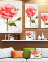 Cute Pink Watercolor Rose Sketch - Flowers Canvas Wall Artwork