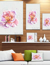 Cute Watercolor Pink Rose Sketch - Flowers Canvas Wall Artwork