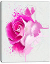 Bright Pink Rose Flower Watercolor - Flowers Canvas Wall Artwork