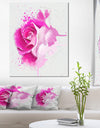 Bright Pink Rose Flower Watercolor - Flowers Canvas Wall Artwork