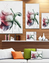 Budding Pink Rose Watercolor Sketch - Flowers Canvas Wall Artwork