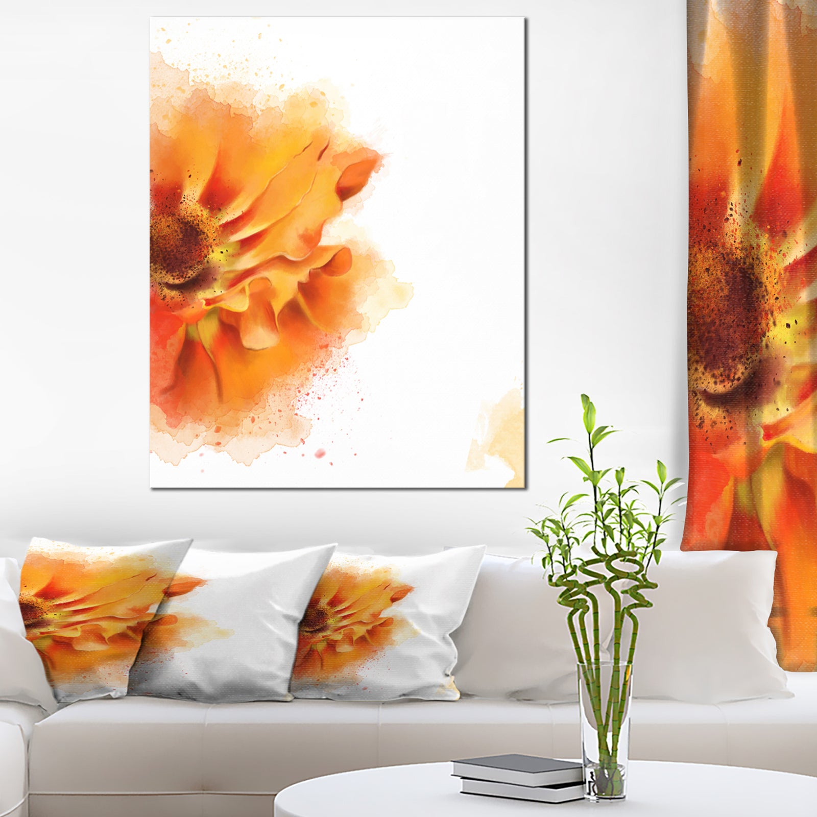 Beautiful Yellow Flower Watercolor - Flowers Canvas Wall Artwork