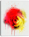 Beautiful Red Yellow Rose Watercolor - Flowers Canvas Wall Artwork