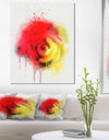 Beautiful Red Yellow Rose Watercolor - Flowers Canvas Wall Artwork