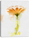 Orange Gerbera Sketch Watercolor - Flowers Canvas Wall Artwork