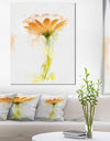 Orange Gerbera Sketch Watercolor - Flowers Canvas Wall Artwork