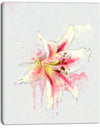 Pink Yellow Lily Watercolor Sketch - Flowers Canvas Wall Artwork