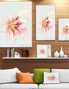 Pink Yellow Lily Watercolor Sketch - Flowers Canvas Wall Artwork