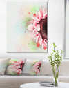 Beautiful Pink Sunflower Watercolor - Flowers Canvas Wall Artwork