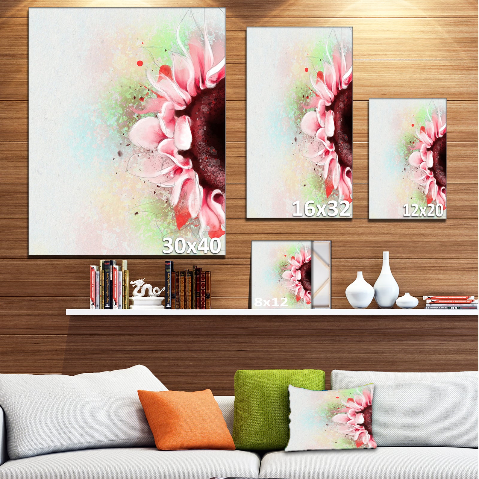 Beautiful Pink Sunflower Watercolor - Flowers Canvas Wall Artwork