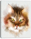 Bold Brown Cat Watercolor Sketch - Large Animal Canvas Artwork