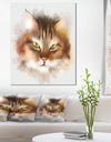 Bold Brown Cat Watercolor Sketch - Large Animal Canvas Artwork