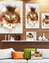 Bold Brown Cat Watercolor Sketch - Large Animal Canvas Artwork