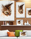 Anxious Brown Cat Watercolor Sketch - Large Animal Canvas Artwork