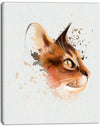 Lovely Brown Cat Watercolor Sketch - Large Animal Canvas Artwork