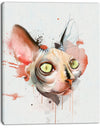 Red Faced Cat Watercolor Sketch - Large Animal Canvas Artwork