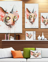 Red Faced Cat Watercolor Sketch - Large Animal Canvas Artwork