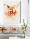 Serious Cat Face Watercolor Sketch - Large Animal Canvas Artwork