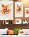 Serious Cat Face Watercolor Sketch - Large Animal Canvas Artwork