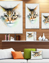 Strong Look of Cat Watercolor Sketch - Large Animal Canvas Artwork