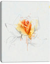 Yellow Rose Sketch on White Back - Flower Artwork on Canvas