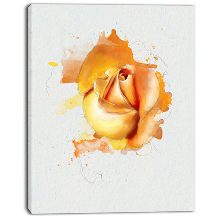Yellow Rose Flower on White Back - Flower Artwork on Canvas