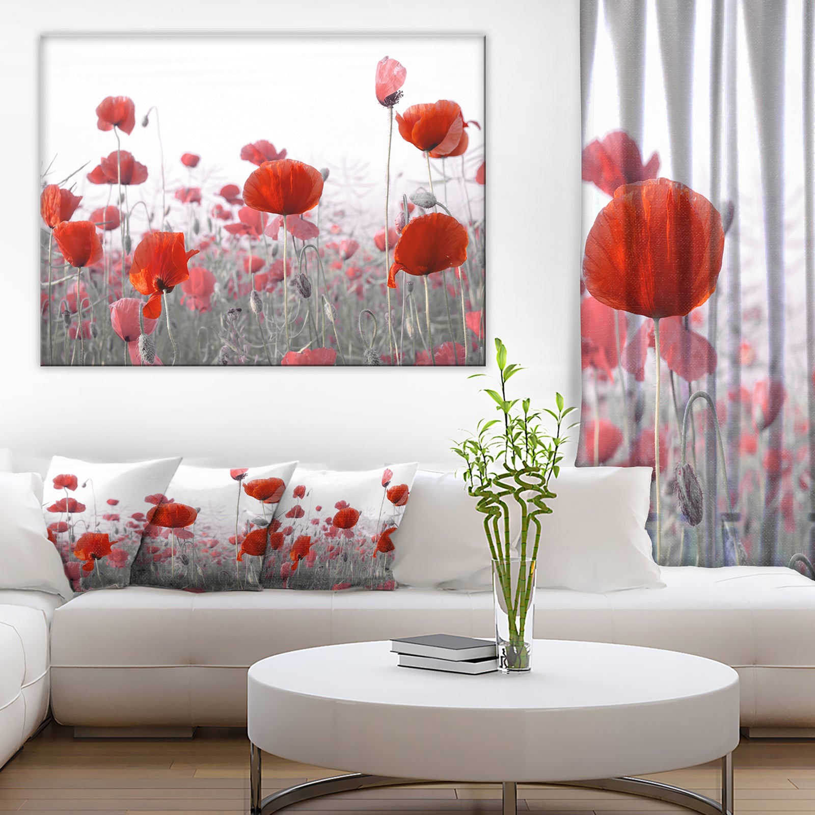 Amazing Red Poppy Flower Garden - Flower Artwork on Canvas
