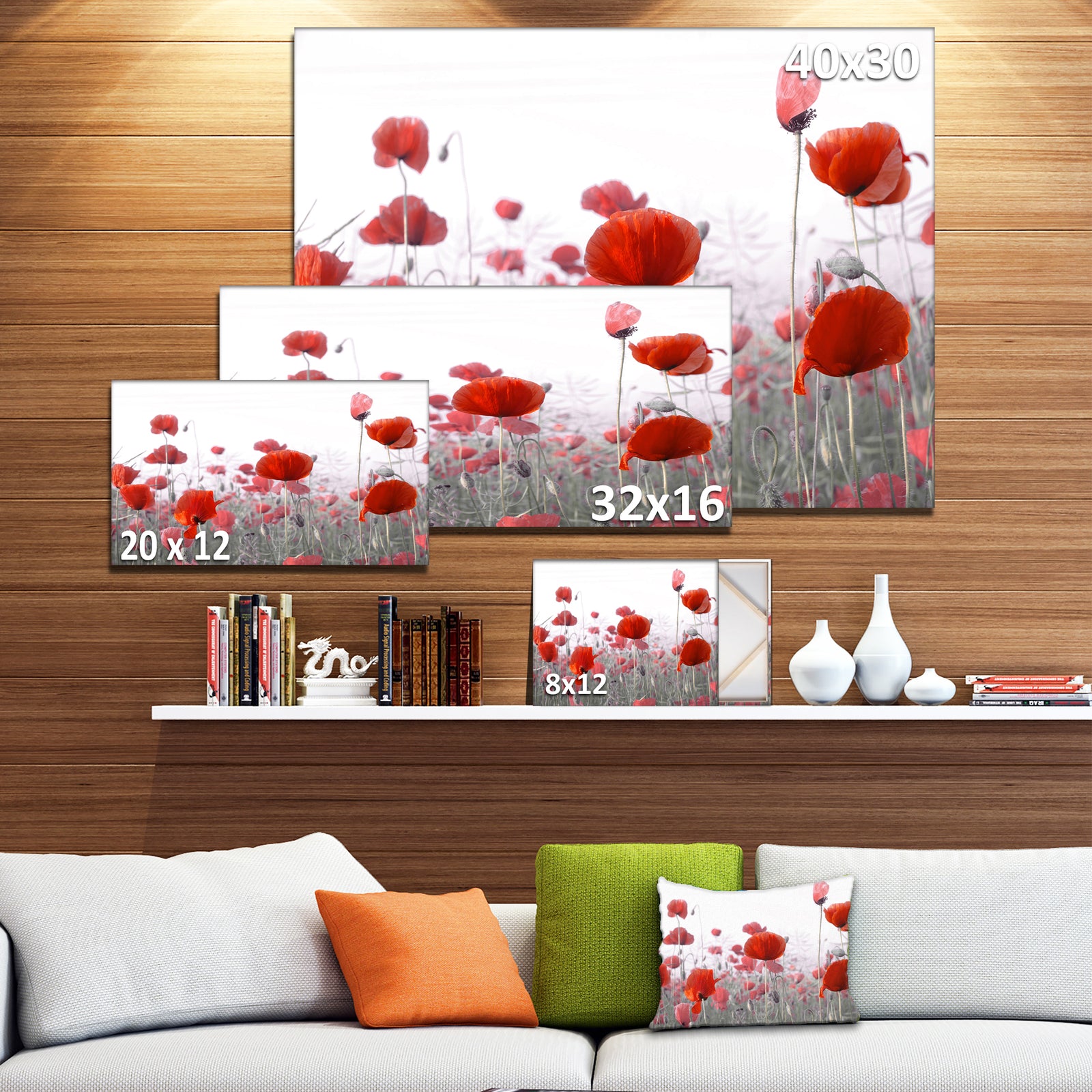 Amazing Red Poppy Flower Garden - Flower Artwork on Canvas