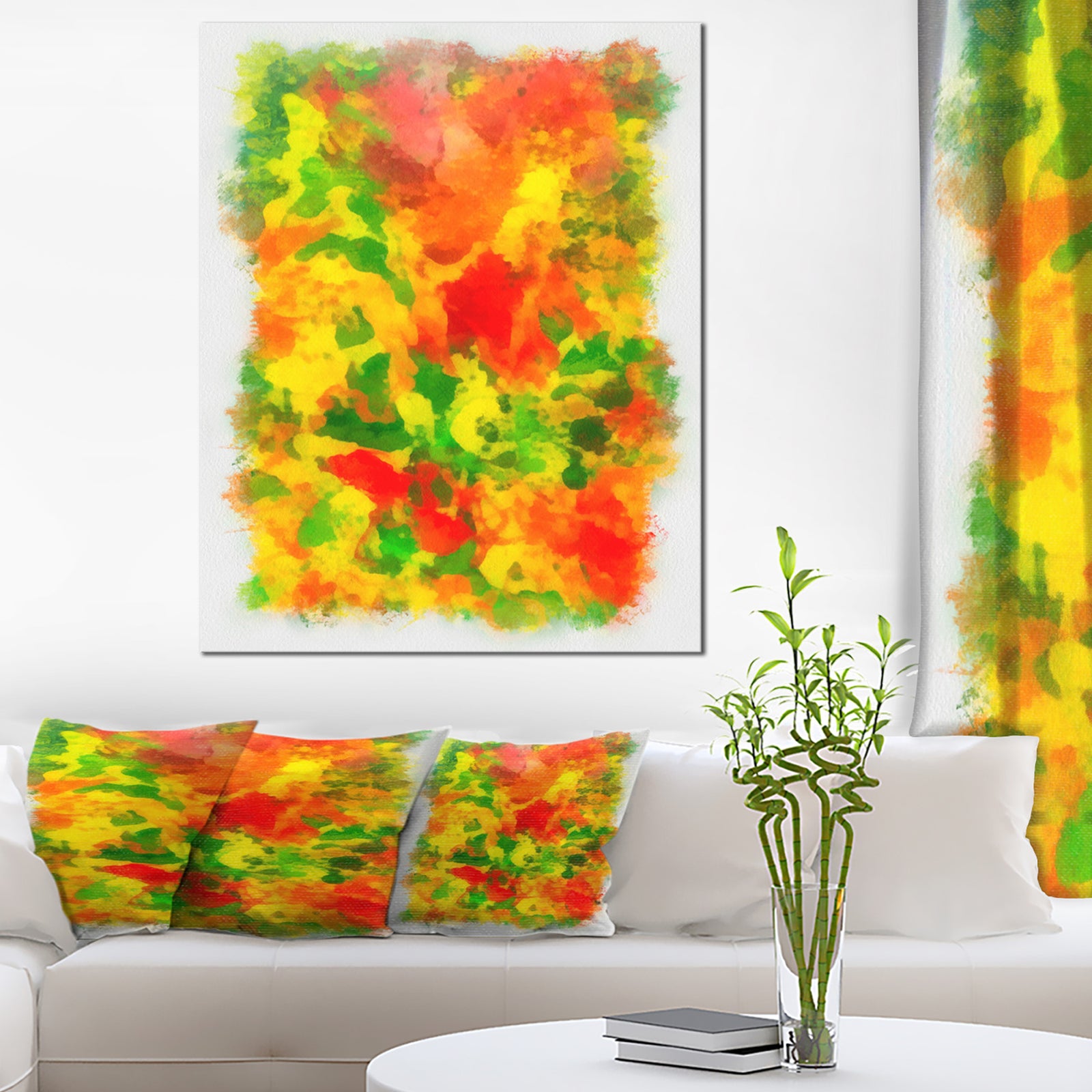 Colorful Hand-drawn Floral Background - Flower Artwork on Canvas