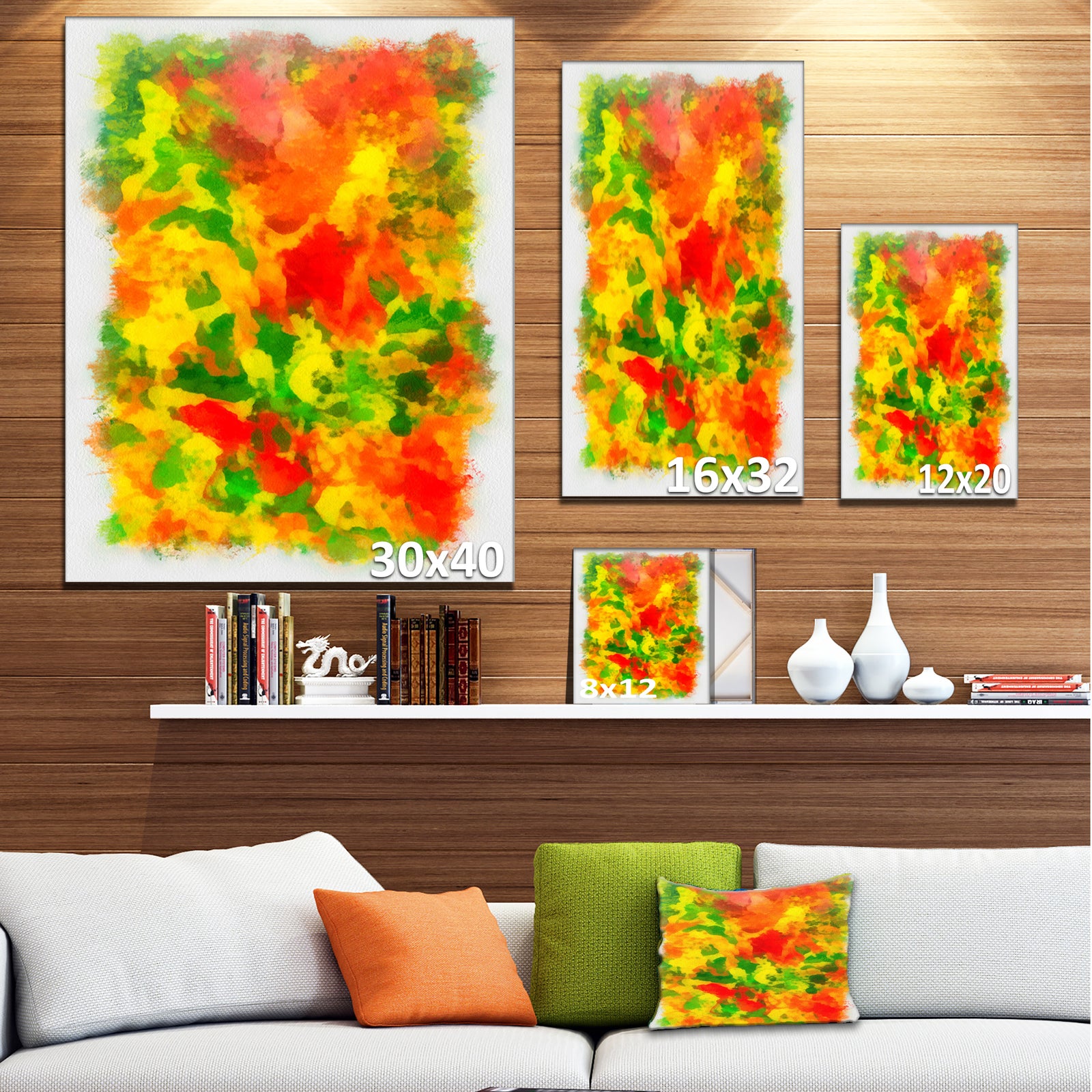 Colorful Hand-drawn Floral Background - Flower Artwork on Canvas