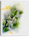 Cherry Branch with Leaves and Flowers - Flower Artwork on Canvas