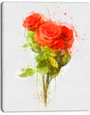 Bunch of Red Roses Watercolor - Flower Artwork on Canvas