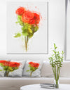 Bunch of Red Roses Watercolor - Flower Artwork on Canvas