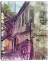 Old City Street Watercolor Sketch - Large Cityscape Artwork on Canvas