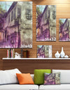 Old City Street Watercolor Sketch - Large Cityscape Artwork on Canvas