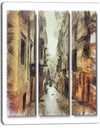 Path in Street Watercolor Stretch - Large Cityscape Artwork on Canvas