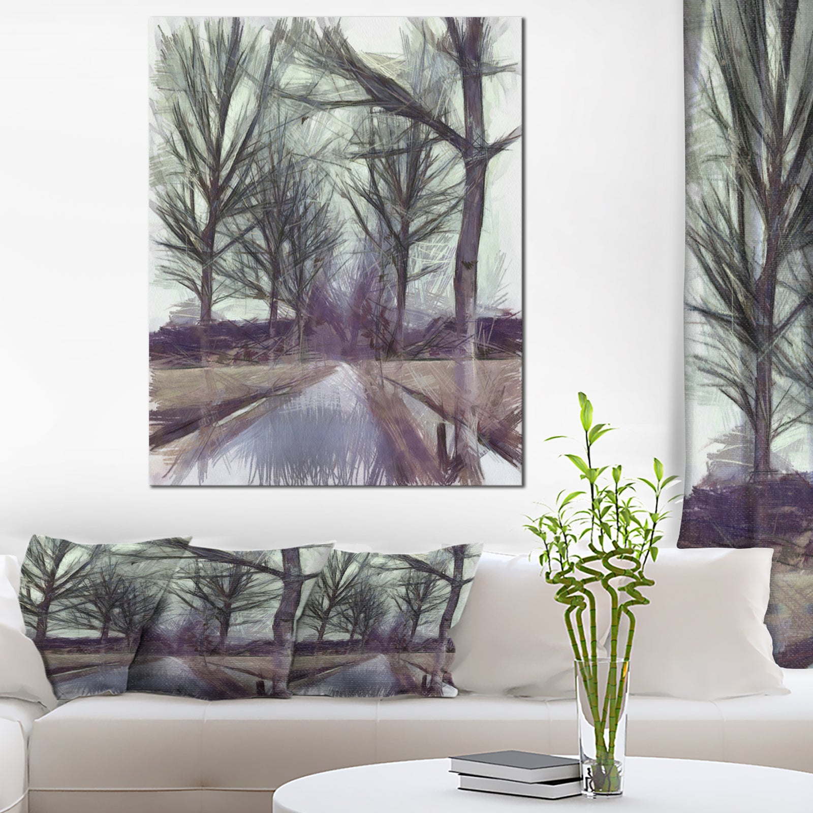 Abstract Nature Watercolor Sketch - Large Landscape Canvas Art