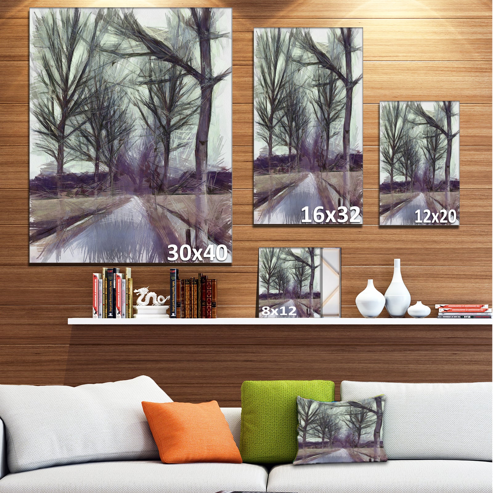 Abstract Nature Watercolor Sketch - Large Landscape Canvas Art