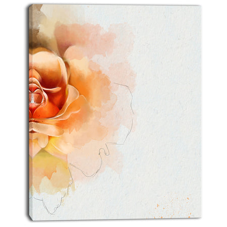 Orange Rose Flower Watercolor - Flower Artwork on Canvas