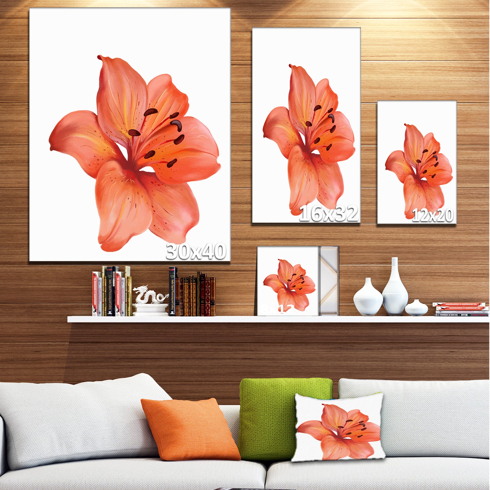 Beautiful Red Lily Watercolor Sketch - Flower Artwork on Canvas