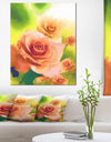 Beautiful Watercolor Roses on Green - Flower Artwork on Canvas