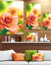 Beautiful Watercolor Roses on Green - Flower Artwork on Canvas