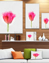 Bloomy Pink Tulip on White Drawing - Flower Artwork on Canvas