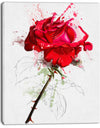 Rose Sketch with Stem on White - Flower Artwork on Canvas